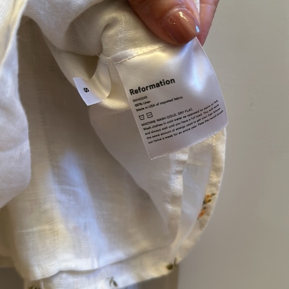 Reformation Indio linen dress in rosebud no belt - Picture 6 of 7